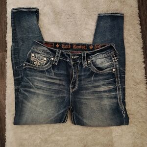 Rock Revival Ankle Skinnies Distressed Jeans